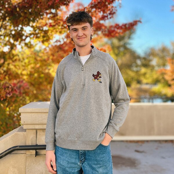 Champion® Gray Vintage Walking Cy 1/4 Zip ISU Book Store