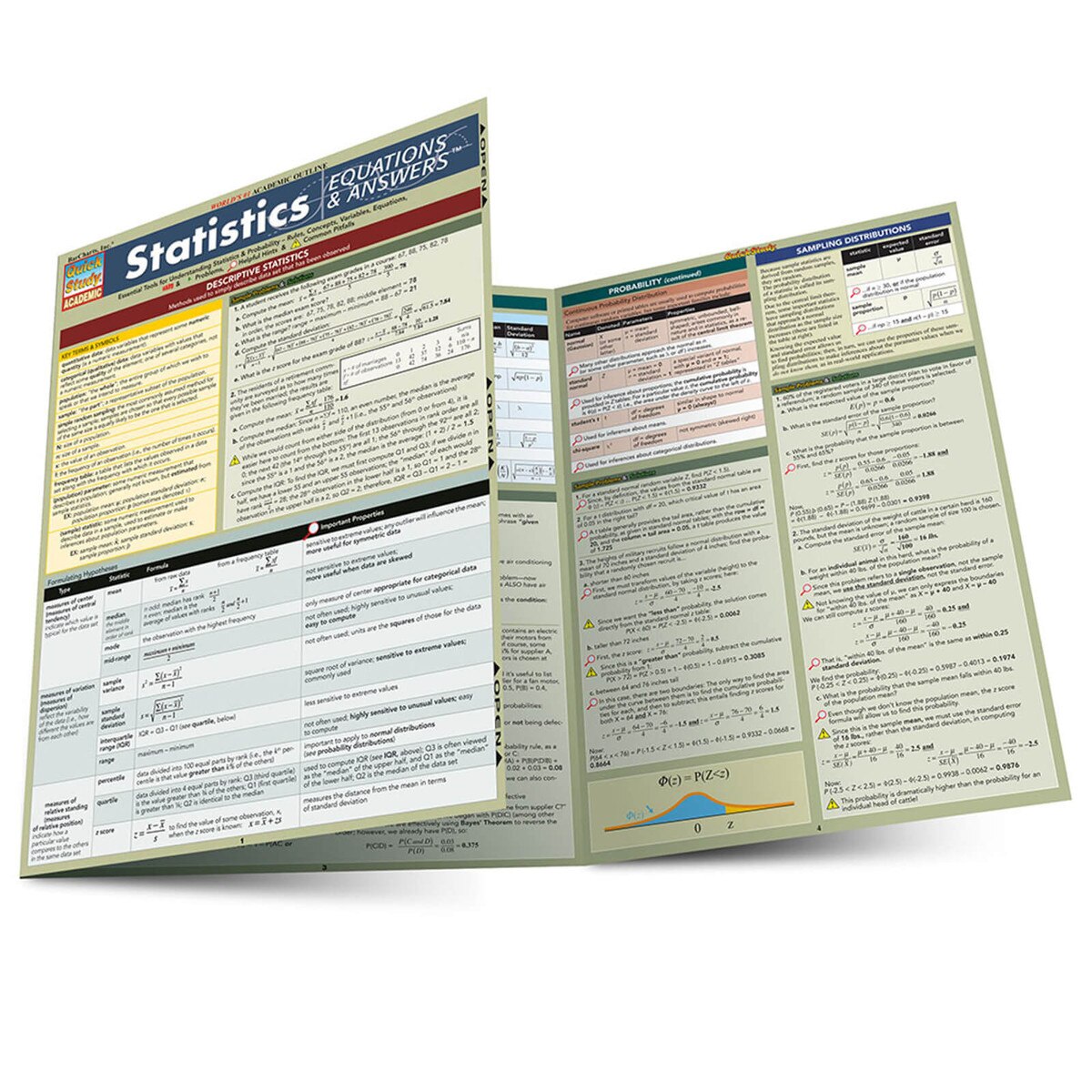 Statistics Equation and Answers - Quick Study Guide | ISU Book Store