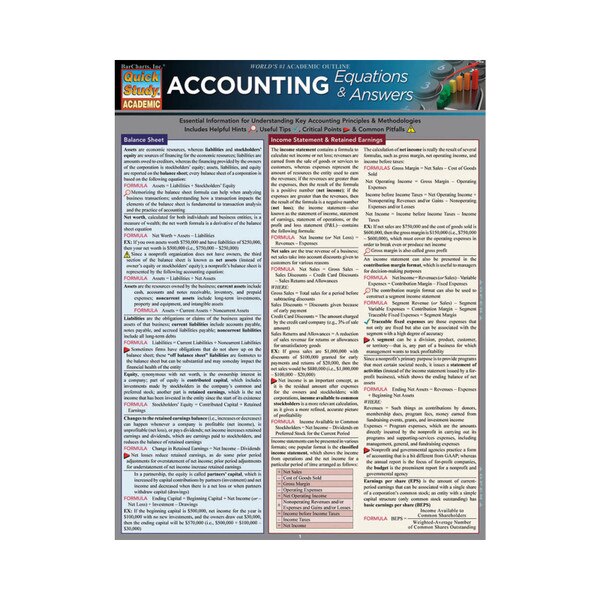 Accounting Equations & Answers - Quick Study Guide