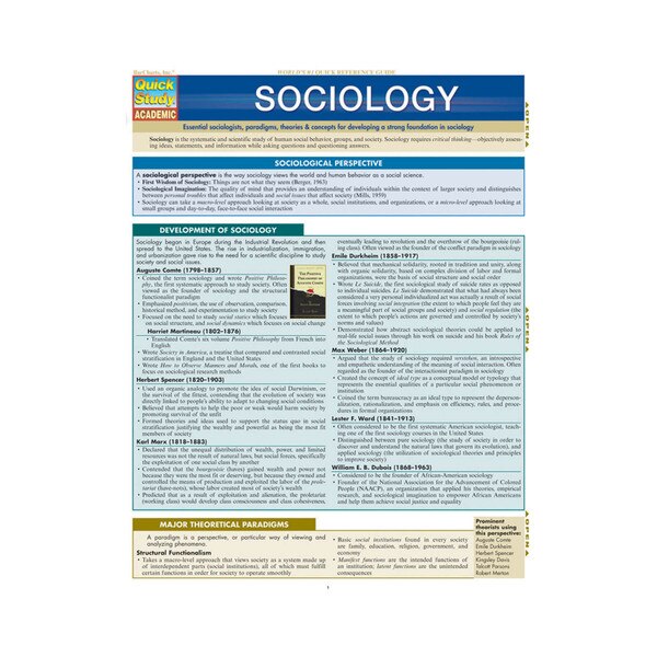 Sociology - Quick Study Guide | ISU Book Store