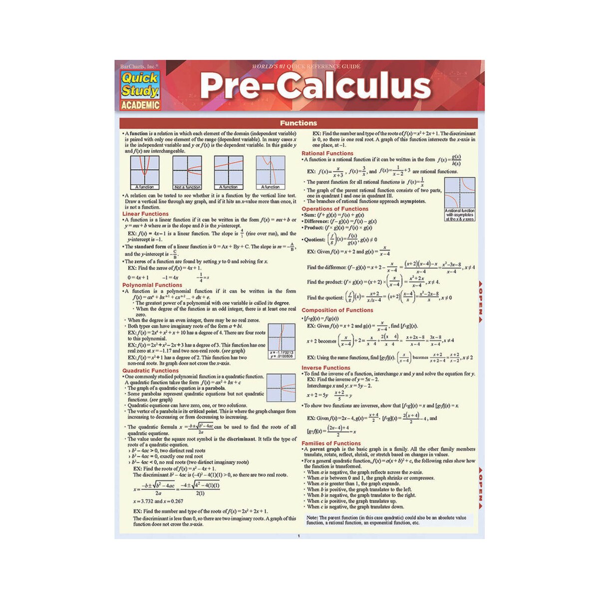 Pre-Calculus - Quick Study Guide