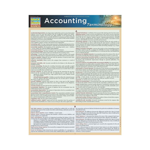 Accounting Terminology - Quick Study Guide
