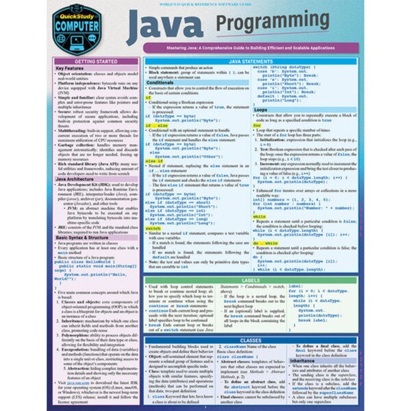 Java Programming Quick Study Guide