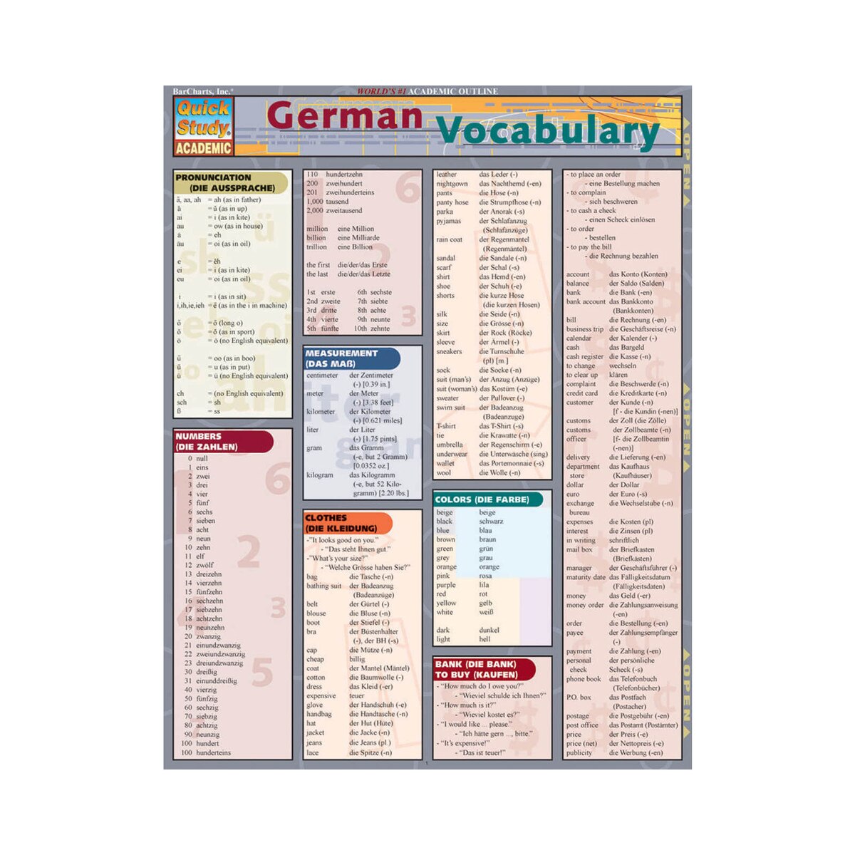 German Vocabulary Quick Study Guide | ISU Book Store