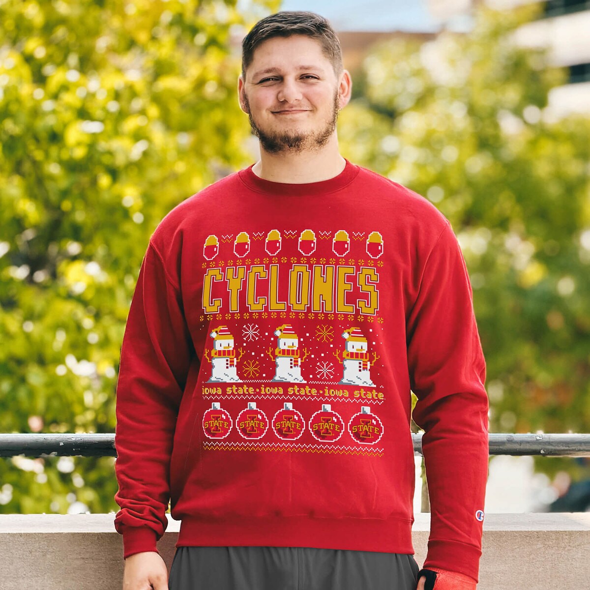 Champion® Cyclones Snowmen Holiday Crewneck