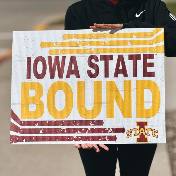 Serviette Caddy De Golf Iowa State University – 44x22 Pouces, Coton Blanc Brodé, 2 Logos