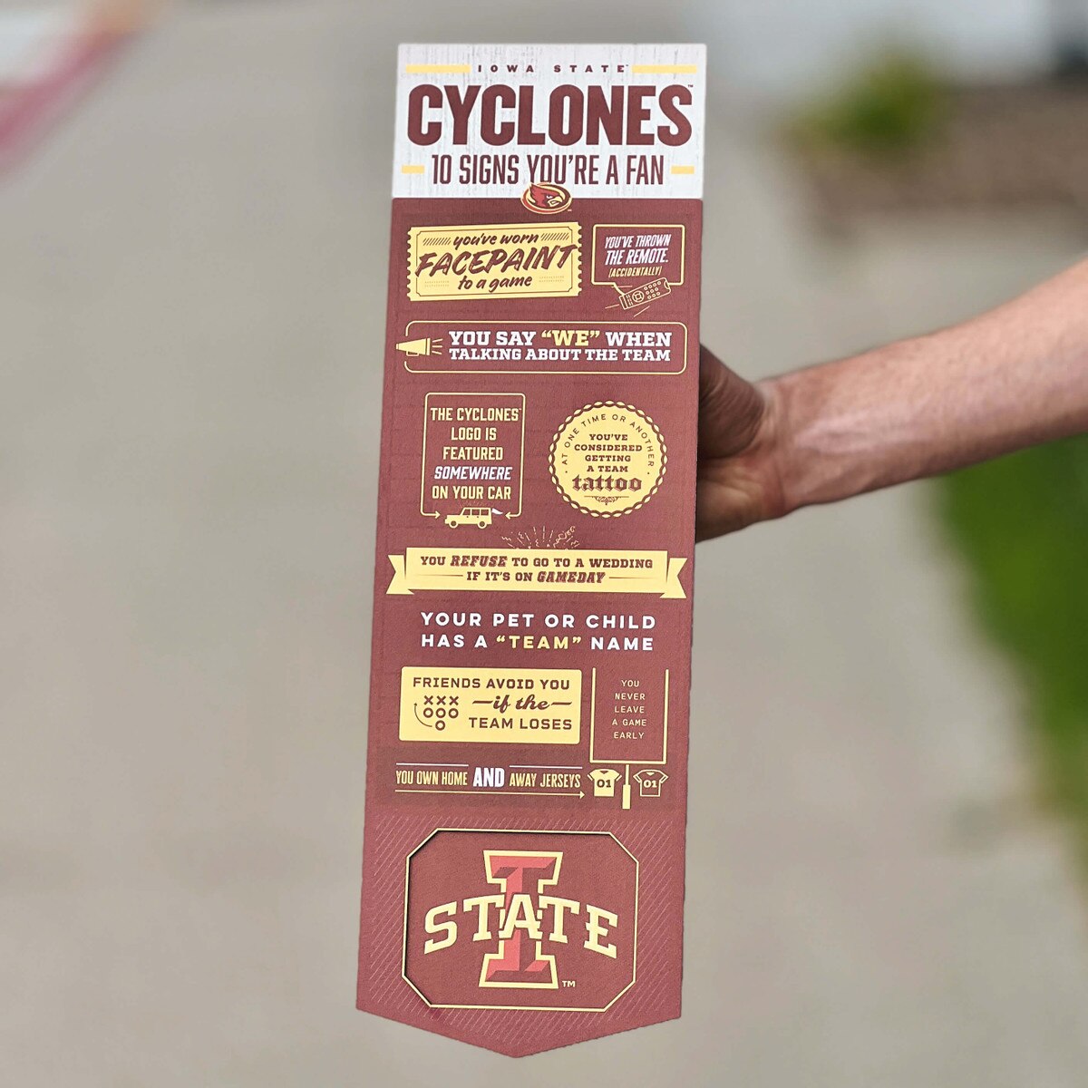I-State Cardinal and Gold Top 10 Fan Sign 6-inch x 19-inch