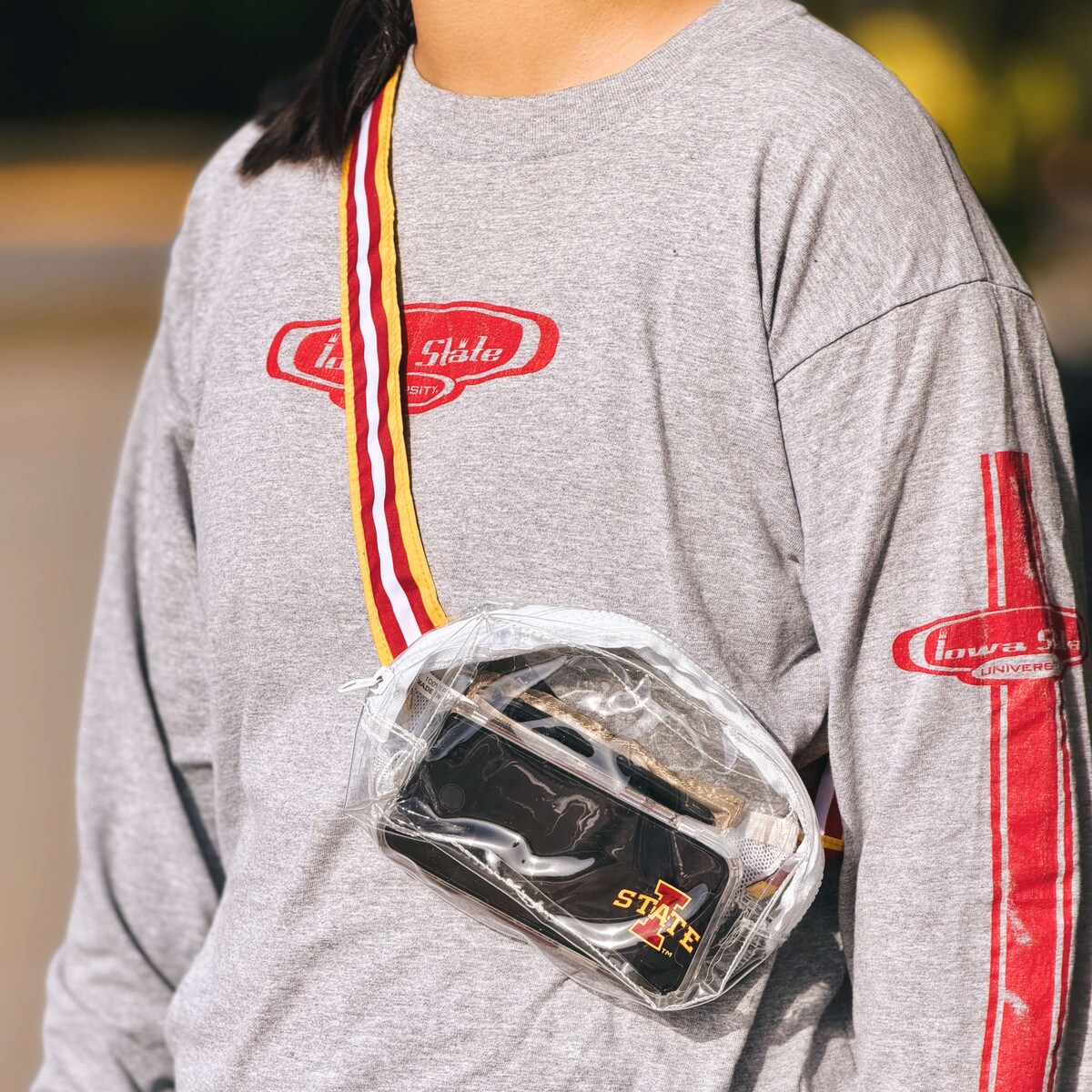 I-State Clear Belt Bag With Cardinal & Gold Strap