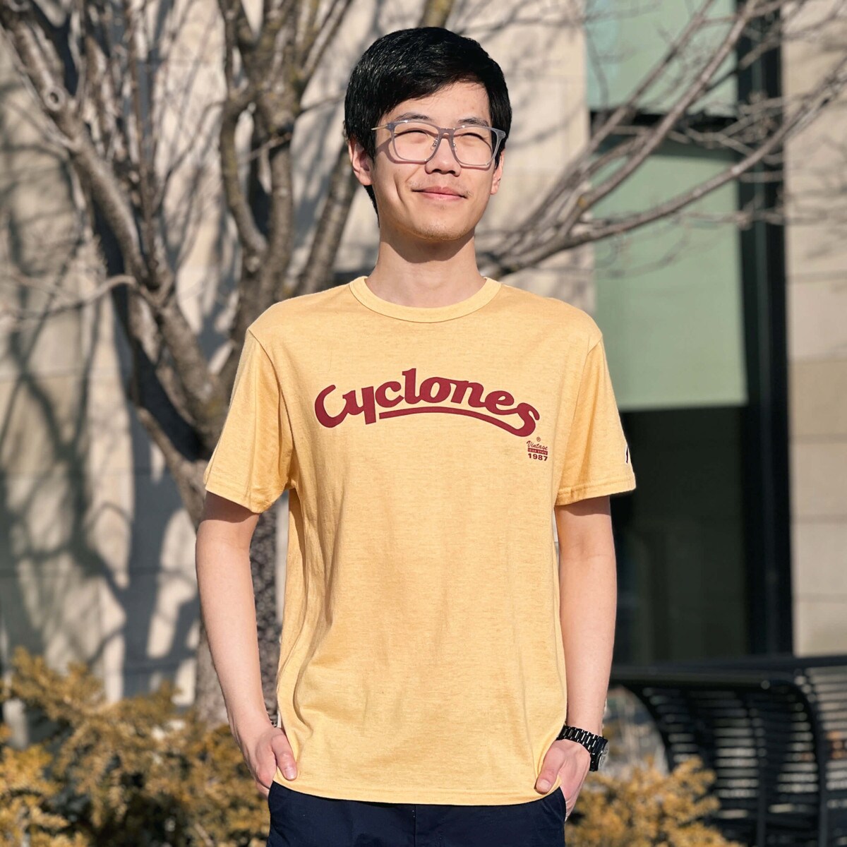 League Cyclones Script Heather Varsity Gold T-shirt