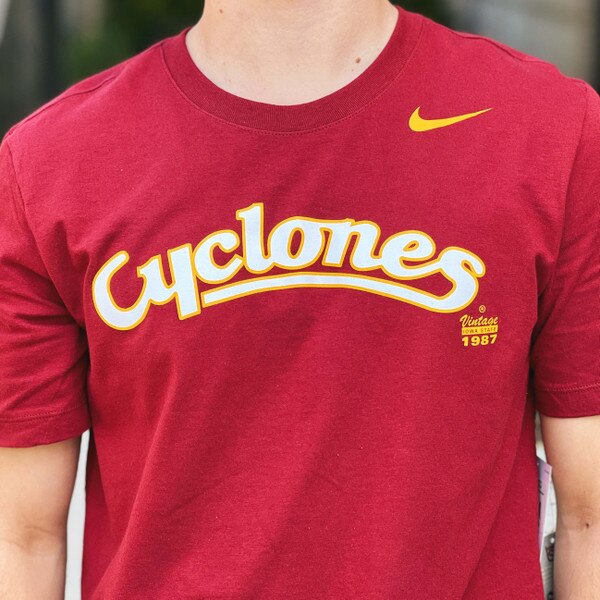 Nike Vintage Cyclones Script Cardinal and Gold Short Sleeve T-shirt ...