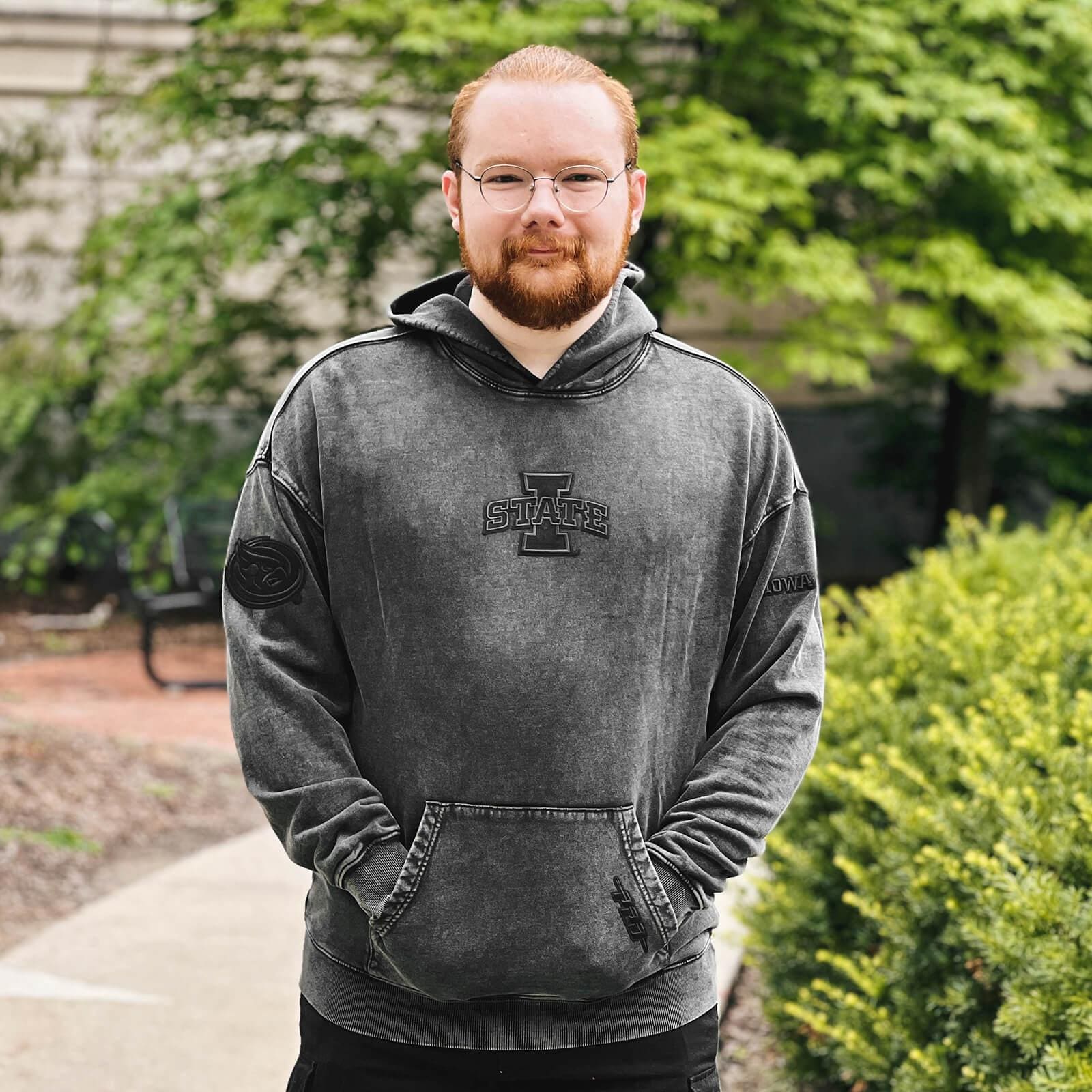 Pro Standard I-State Washed Black Drop Shoulder Hoodie