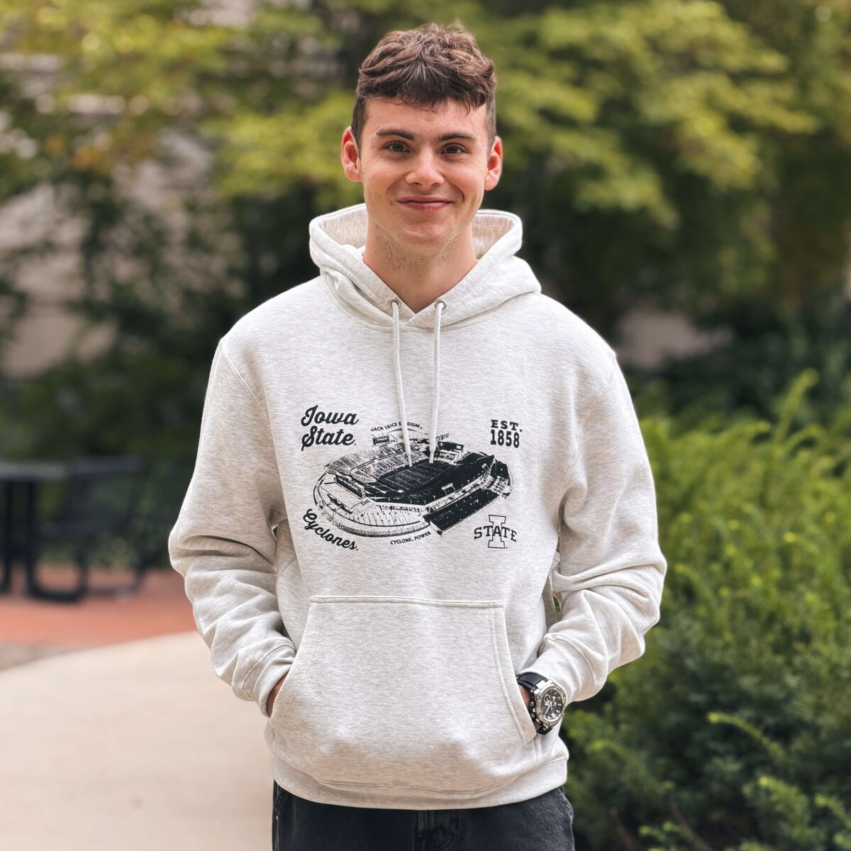 Uscape Jack Trice Stadium Oatmeal Heather Hooded Sweatshirt